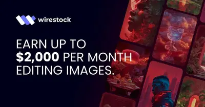 Wirestock LinkedIn ad: $2K monthly potential for creative professionals