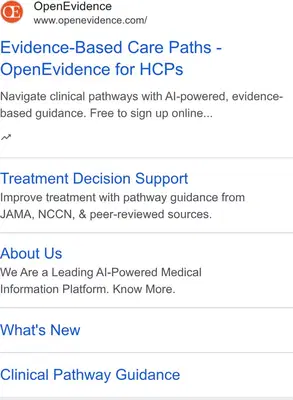 OpenEvidence Google ad: Evidence-Based Care Paths - OpenEvidence for HCPs