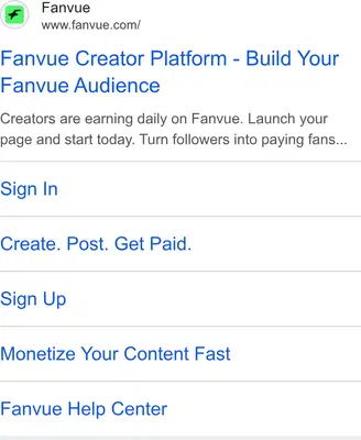 Fanvue Google ad: Fanvue Creator Platform - Build Your Fanvue Audience