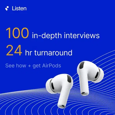 Listen Labs LinkedIn ad: AI research to propel your business forward.